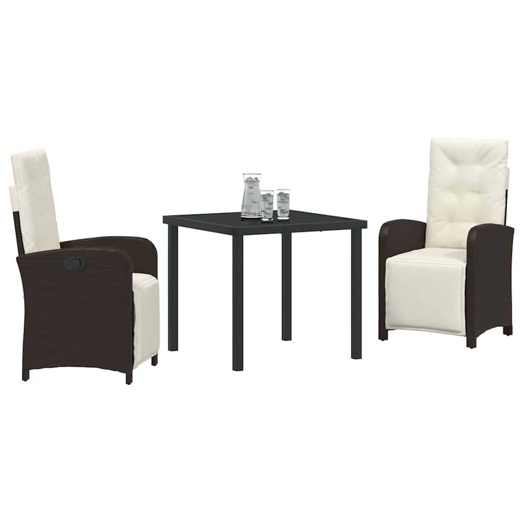 Have Spisebordssæt med pude 3 pcs Brun polyrattan