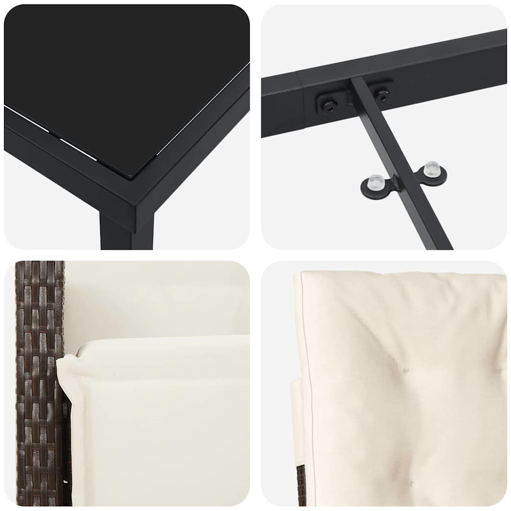 Have Spisebordssæt med pude 5 pcs Brun polyrattan
