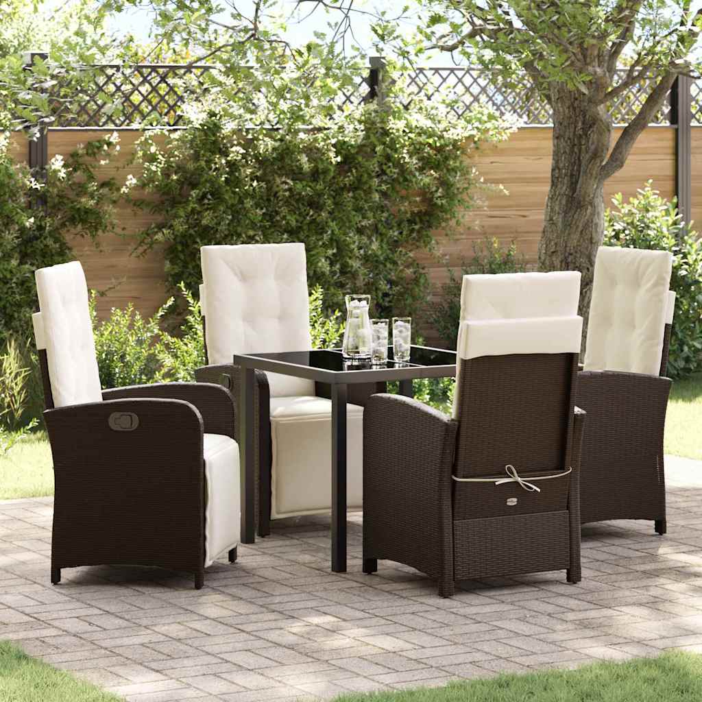 Have Spisebordssæt med pude 5 pcs Brun polyrattan