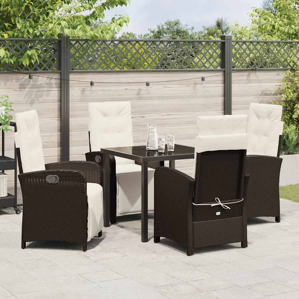 Have Spisebordssæt med pude 5 pcs Brun polyrattan