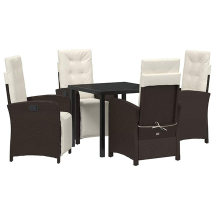 Have Spisebordssæt med pude 5 pcs Brun polyrattan