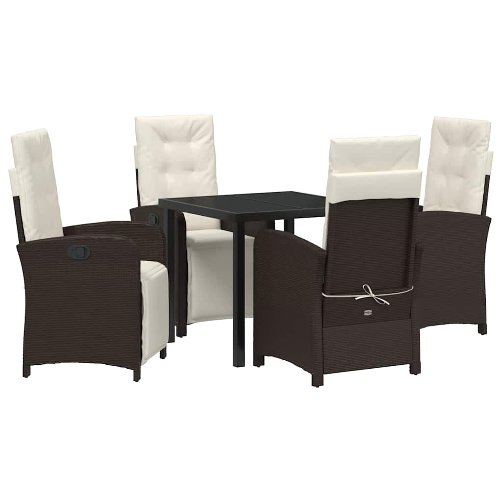 Have Spisebordssæt med pude 5 pcs Brun polyrattan