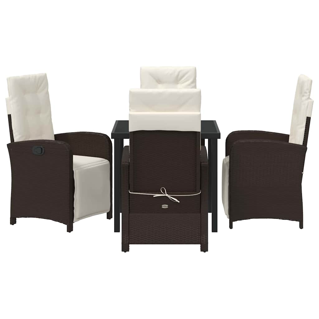 Have Spisebordssæt med pude 5 pcs Brun polyrattan