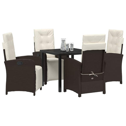 Have Spisebordssæt med pude 5 pcs Brun polyrattan
