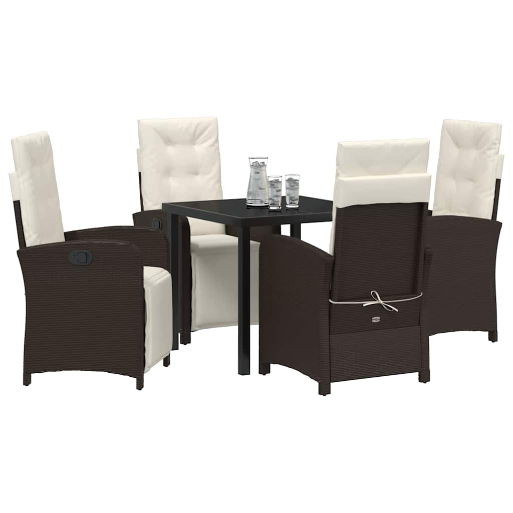 Have Spisebordssæt med pude 5 pcs Brun polyrattan