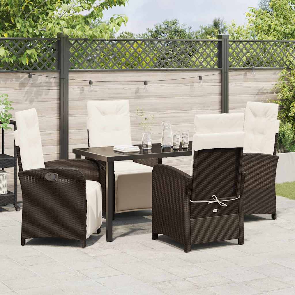 Have Spisebordssæt med pude 5 pcs Brun polyrattan