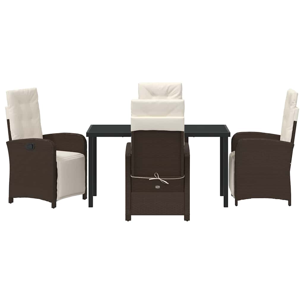 Have Spisebordssæt med pude 5 pcs Brun polyrattan