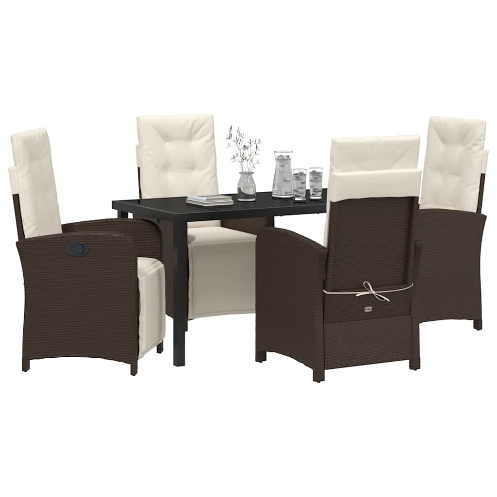 Have Spisebordssæt med pude 5 pcs Brun polyrattan