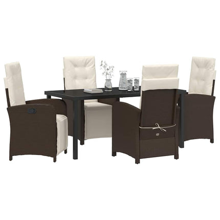 Have Spisebordssæt med pude 5 pcs Brun polyrattan