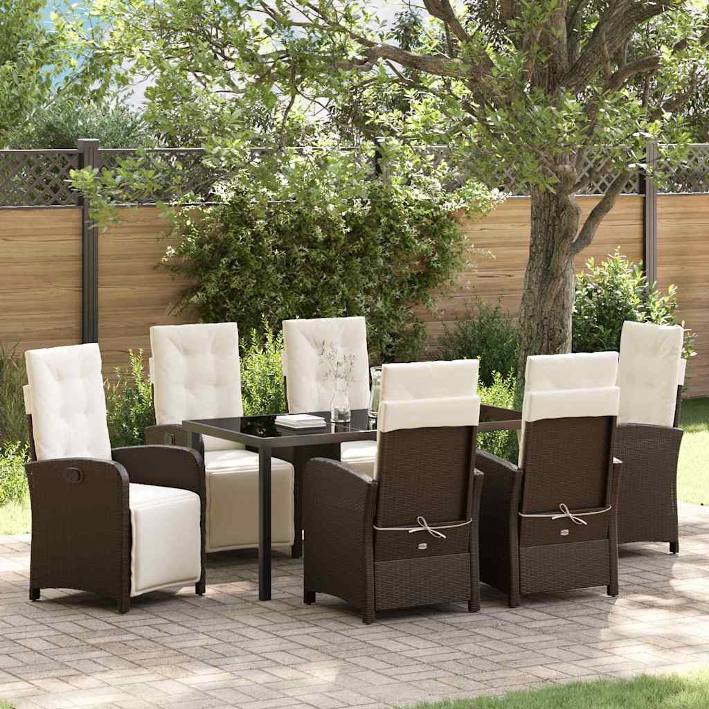 Have Spisebordssæt med pude 7 pcs Brun polyrattan