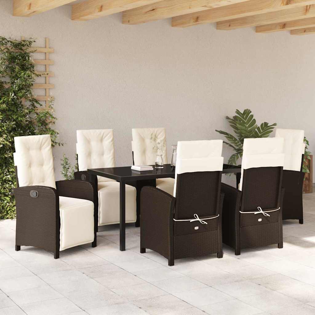 Have Spisebordssæt med pude 7 pcs Brun polyrattan