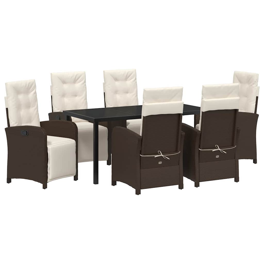 Have Spisebordssæt med pude 7 pcs Brun polyrattan