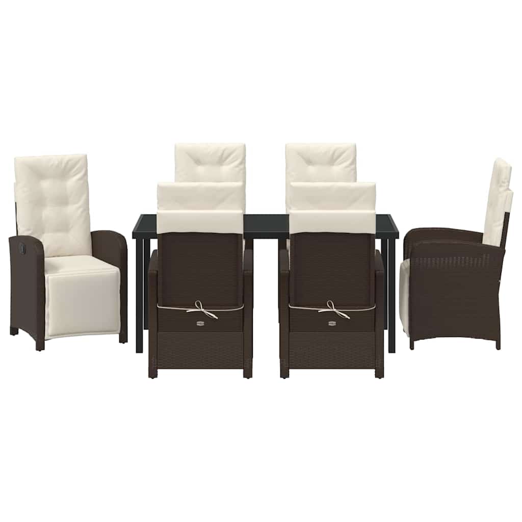 Have Spisebordssæt med pude 7 pcs Brun polyrattan