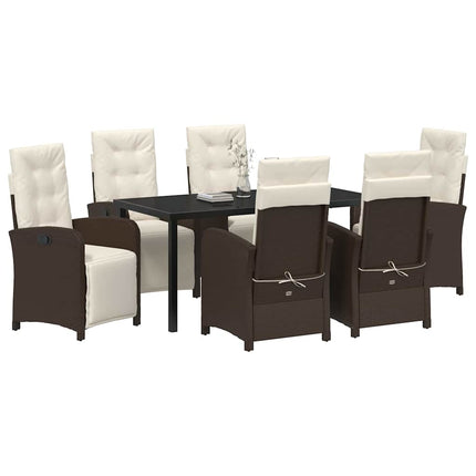 Have Spisebordssæt med pude 7 pcs Brun polyrattan