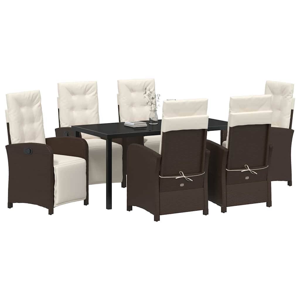 Have Spisebordssæt med pude 7 pcs Brun polyrattan