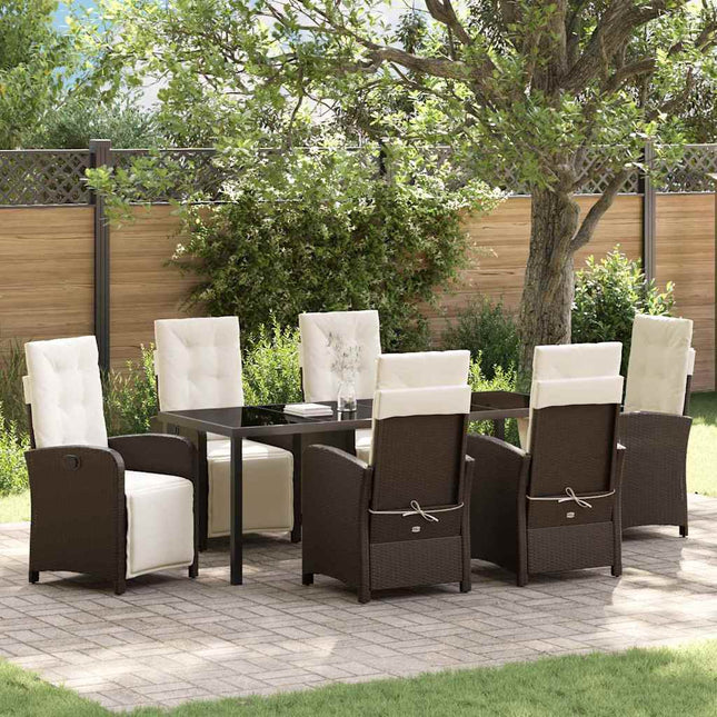 Have Spisebordssæt 7 stk. Brun polyrattan