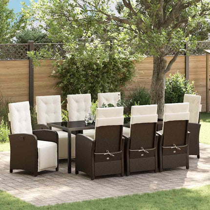 Have Spisebordssæt med pude 9 pcs Brun polyrattan