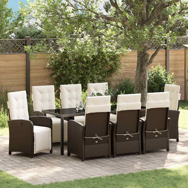 Have Spisebordssæt 9 stk. Brun polyrattan