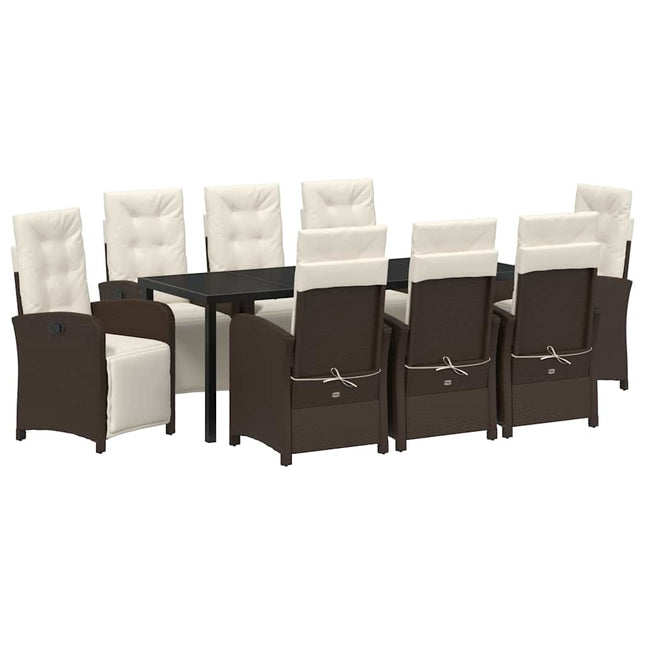 Have Spisebordssæt 9 stk. Brun polyrattan