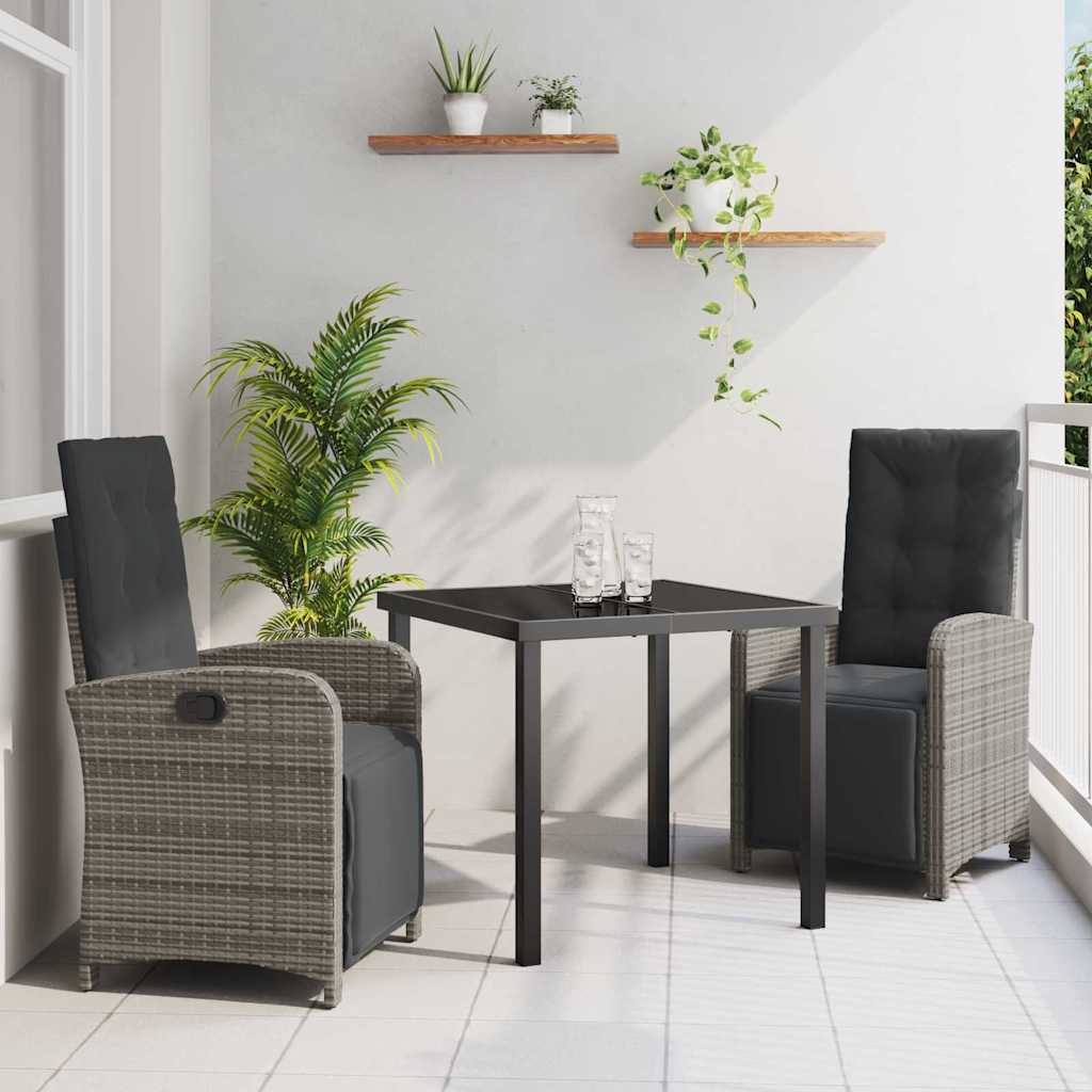 Have Spisebordssæt med pude 3 pcs Grå polyrattan