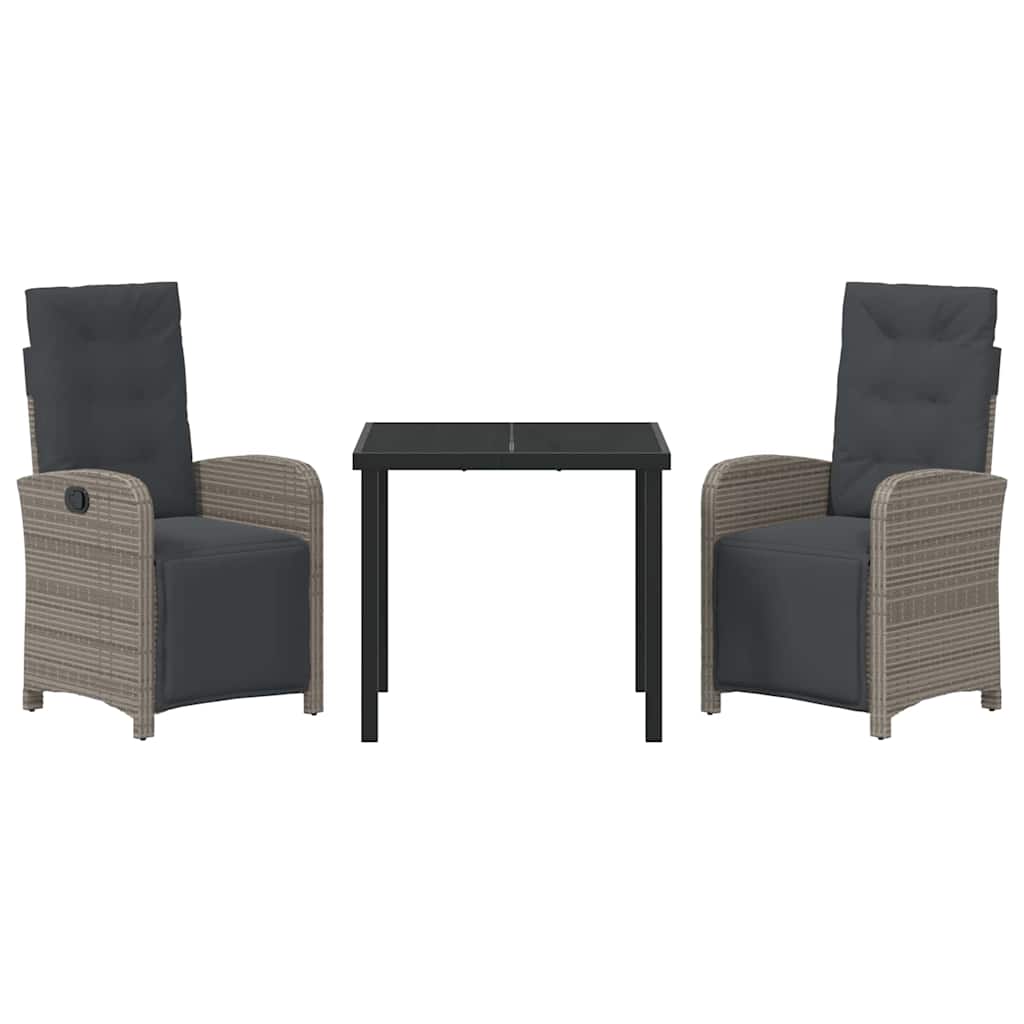 Have Spisebordssæt med pude 3 pcs Grå polyrattan