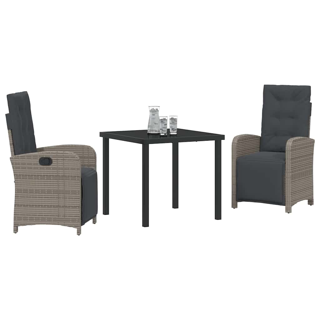 Have Spisebordssæt med pude 3 pcs Grå polyrattan
