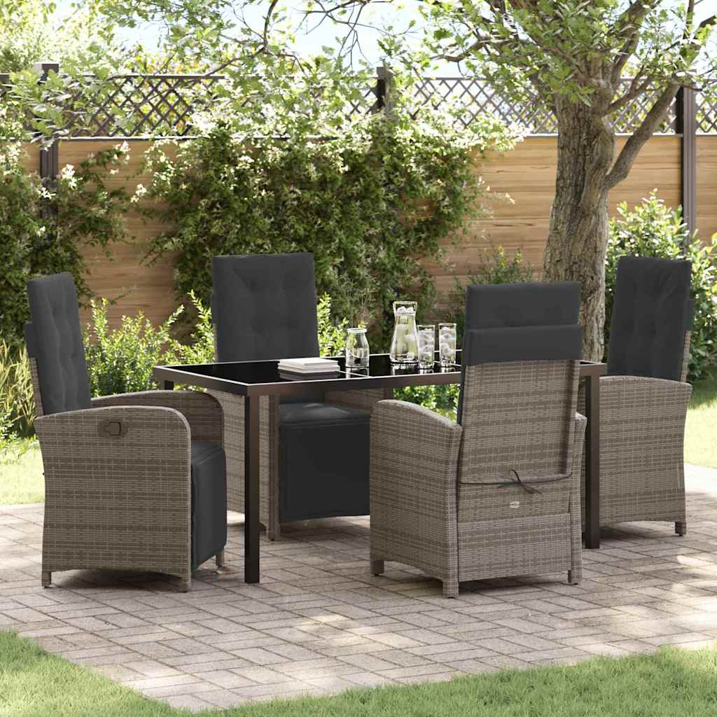 Have Spisebordssæt med pude 5 pcs Grå polyrattan