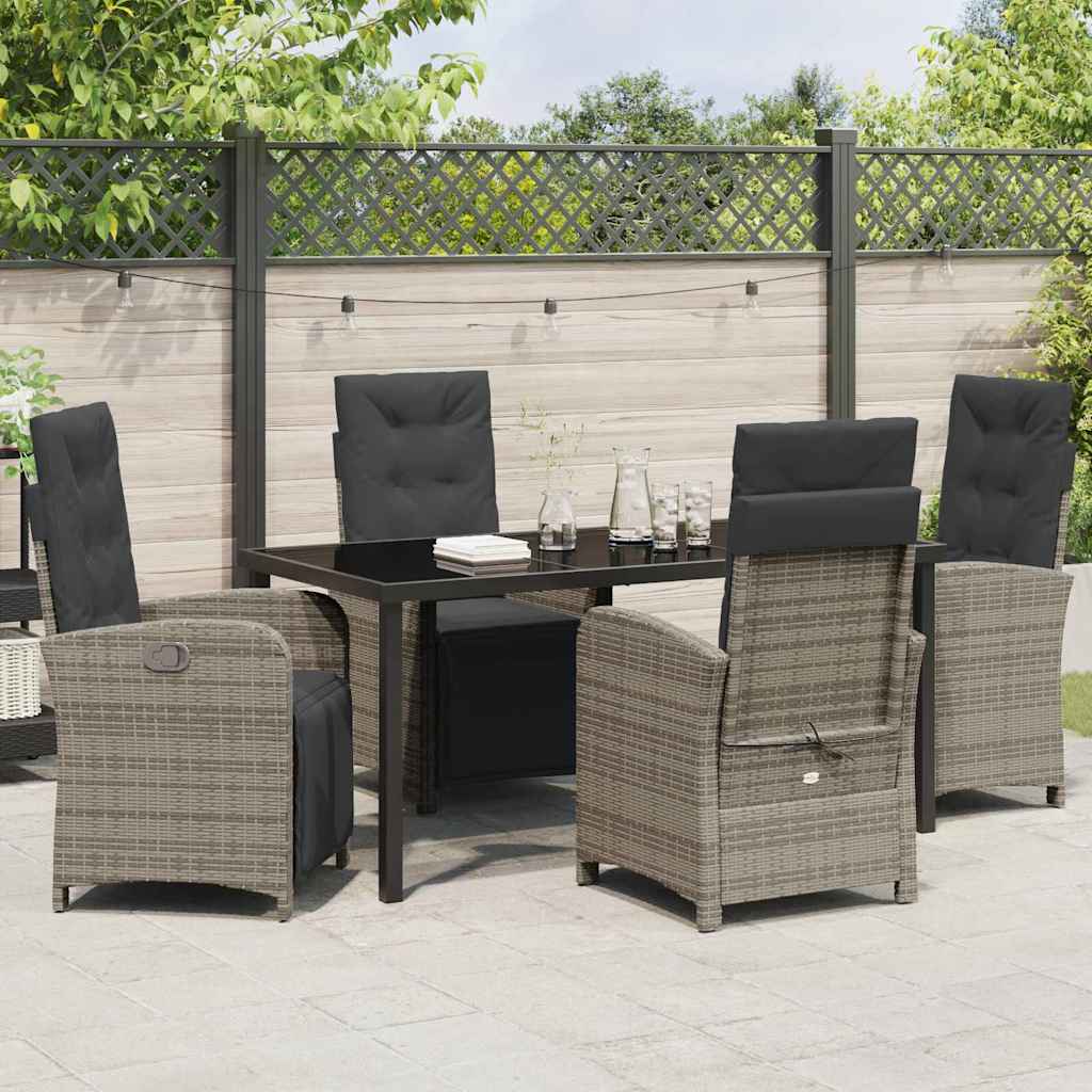 Have Spisebordssæt med pude 5 pcs Grå polyrattan