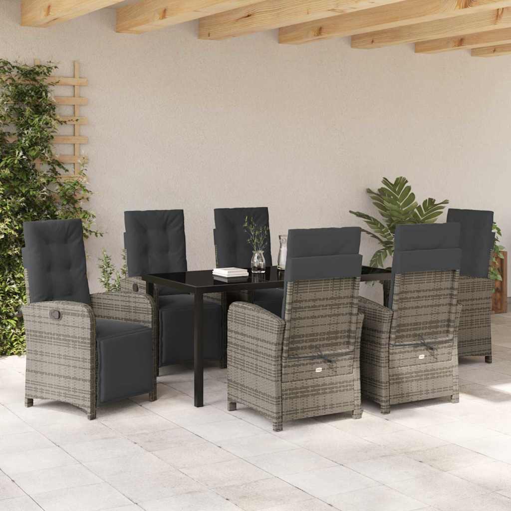 Have Spisebordssæt med pude 7 pcs Grå polyrattan