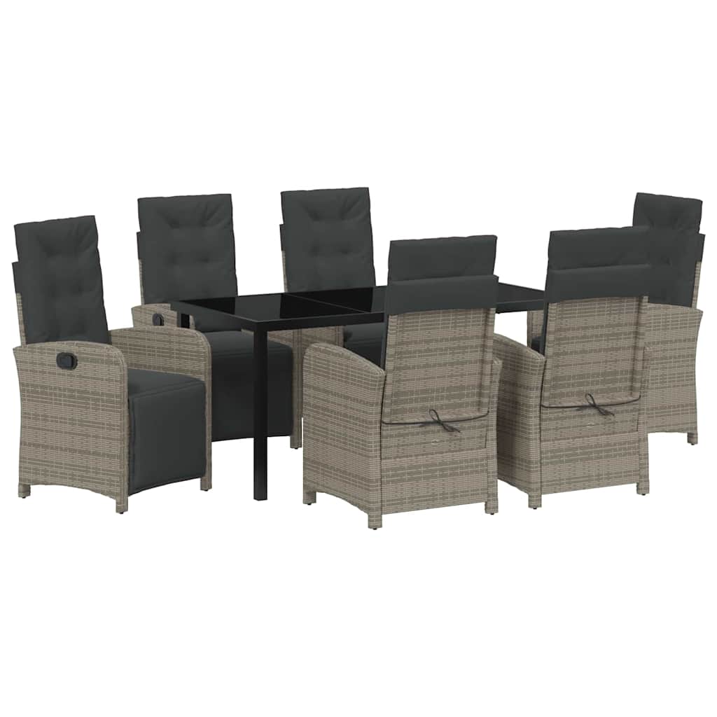 Have Spisebordssæt med pude 7 pcs Grå polyrattan