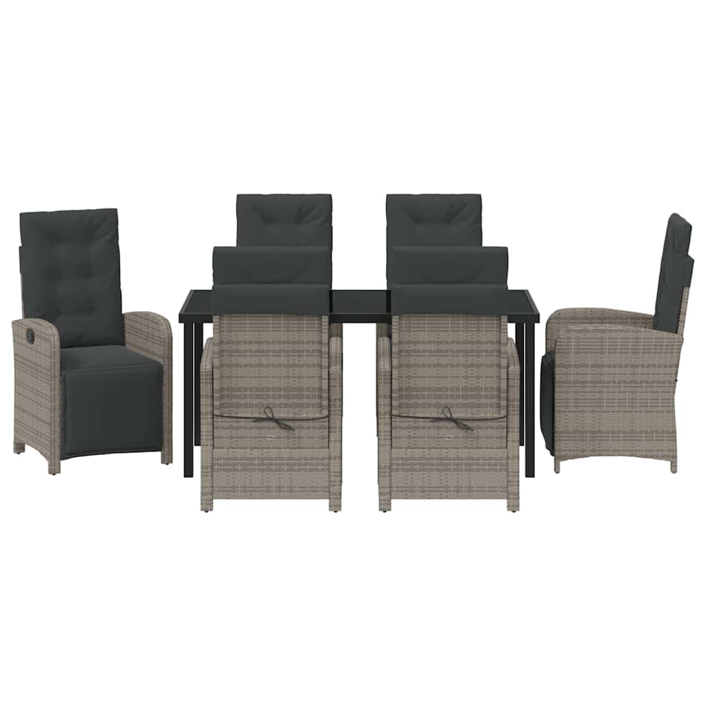 Have Spisebordssæt med pude 7 pcs Grå polyrattan