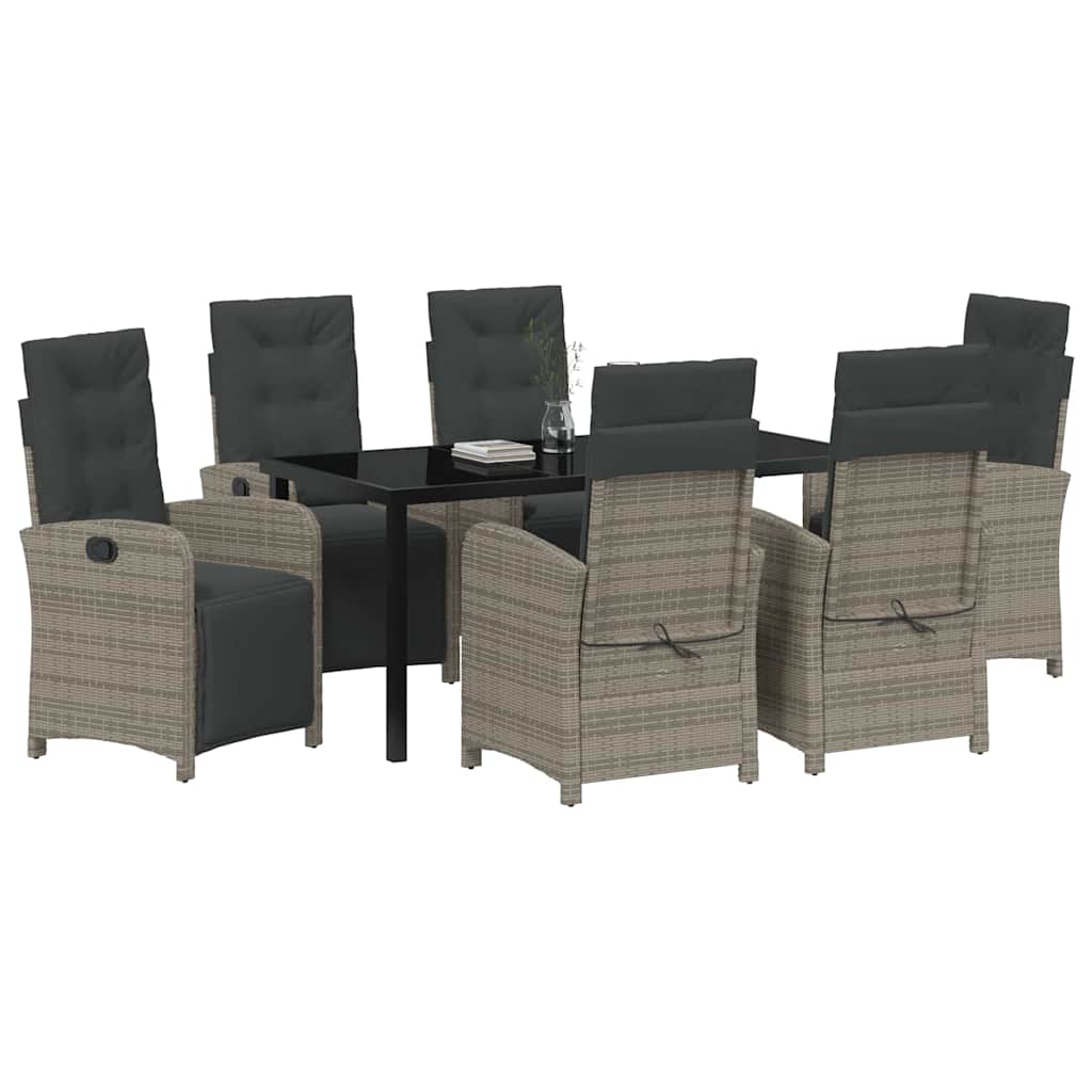 Have Spisebordssæt med pude 7 pcs Grå polyrattan