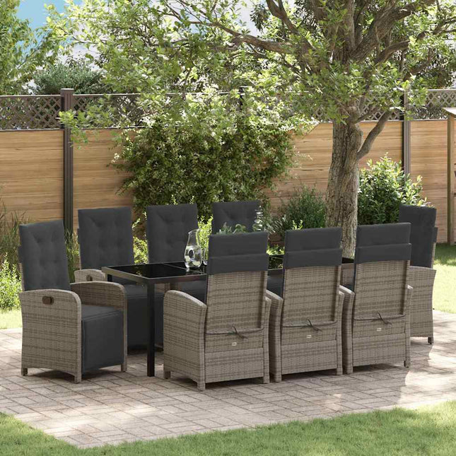 Have Spisebordssæt 9 stk. Grå polyrattan