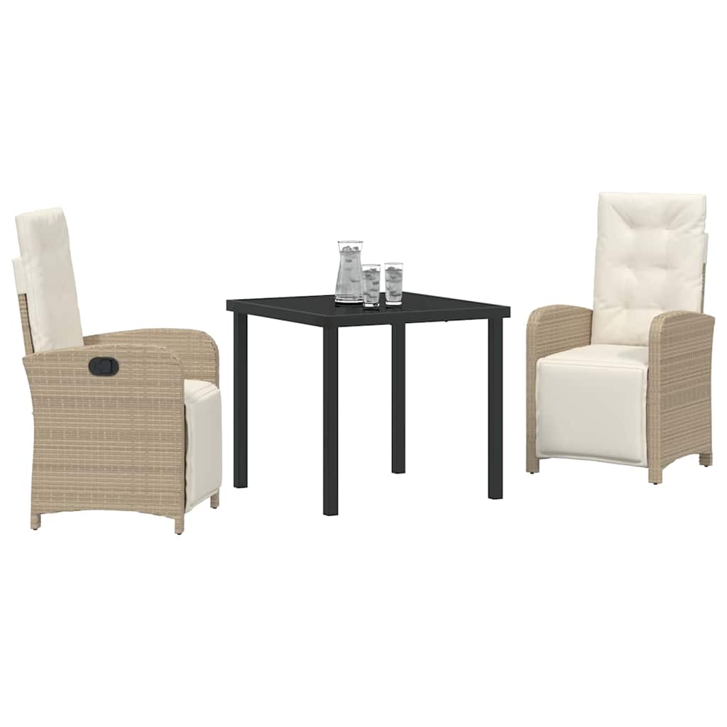Have Spisebordssæt med pude 3 pcs Beige polyrattan