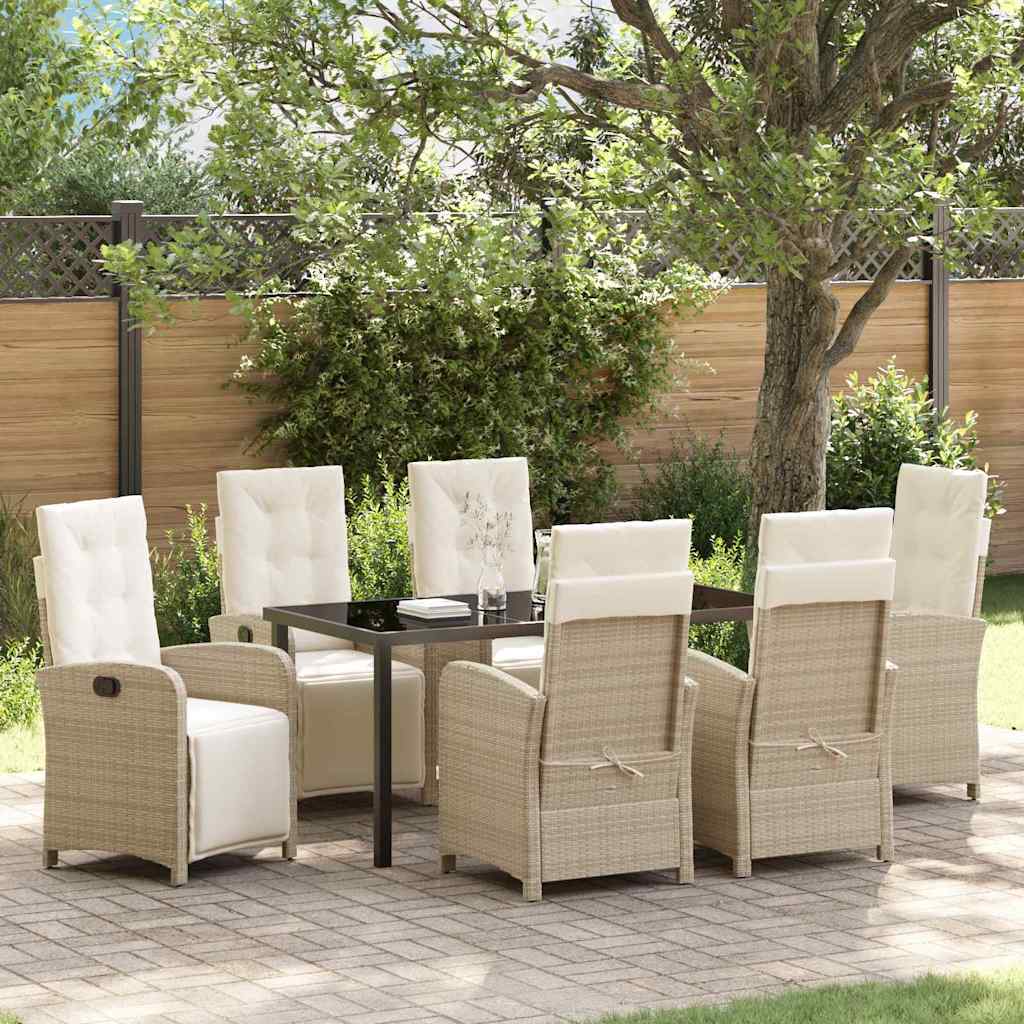 Have Spisebordssæt med pude 7 pcs Beige polyrattan