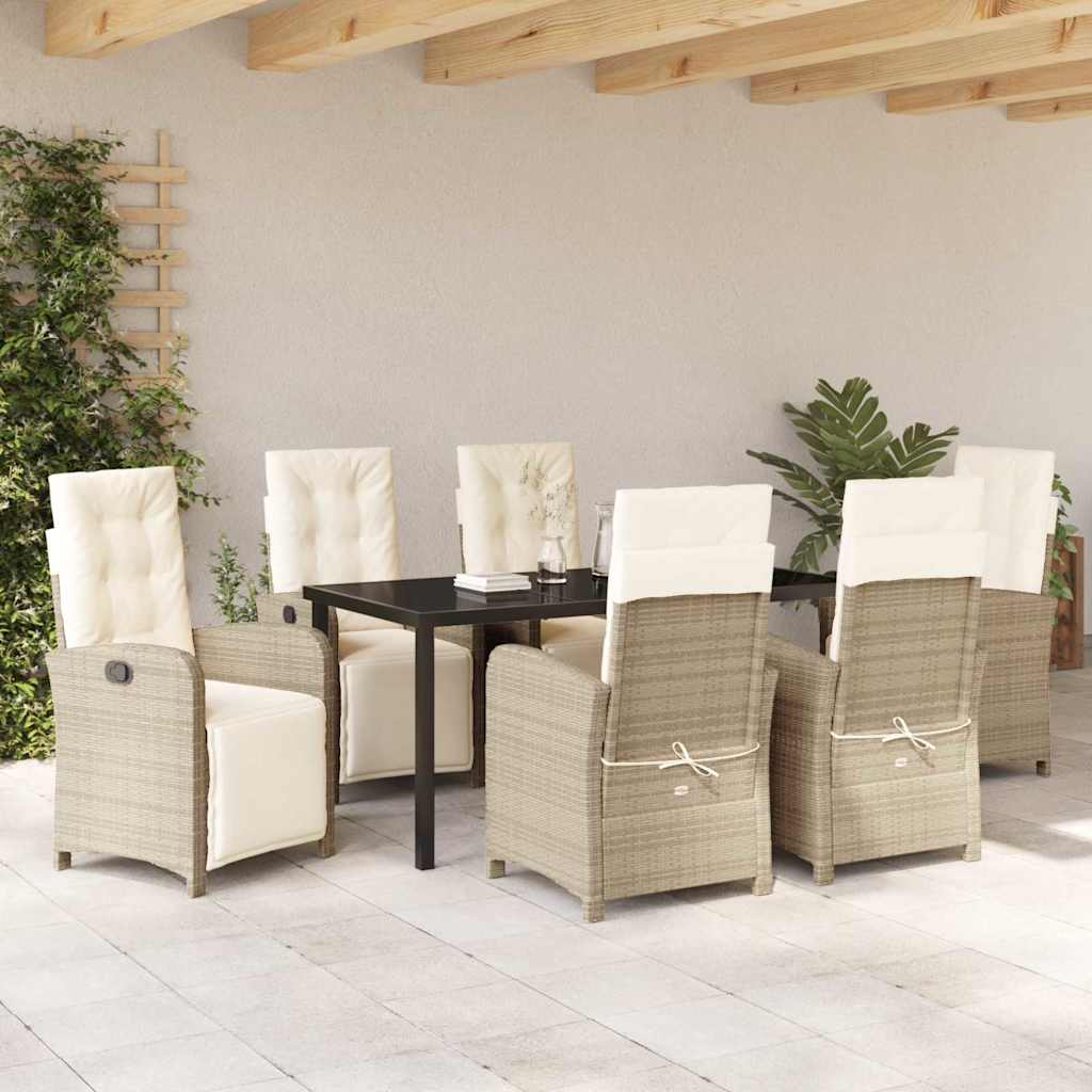 Have Spisebordssæt med pude 7 pcs Beige polyrattan