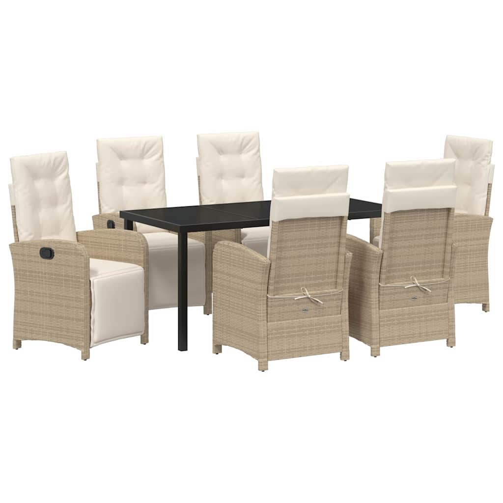 Have Spisebordssæt med pude 7 pcs Beige polyrattan