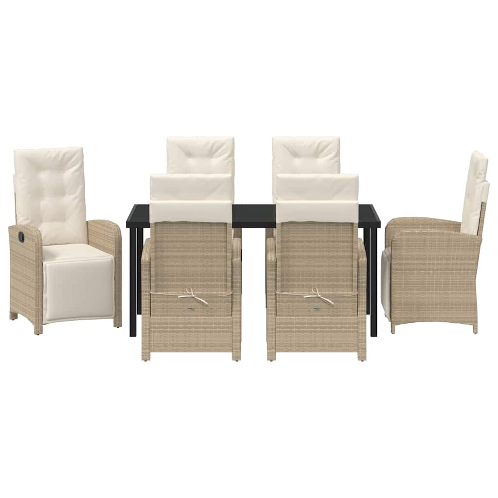 Have Spisebordssæt med pude 7 pcs Beige polyrattan