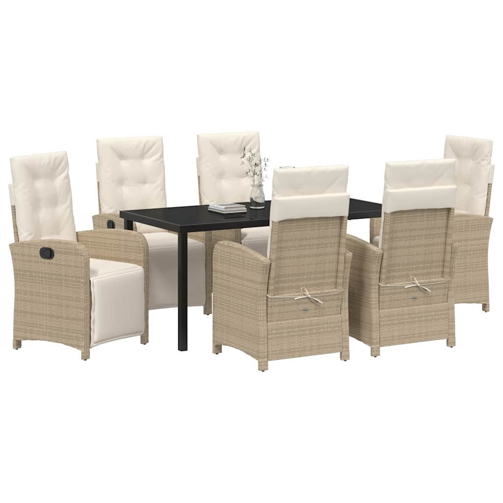 Have Spisebordssæt med pude 7 pcs Beige polyrattan
