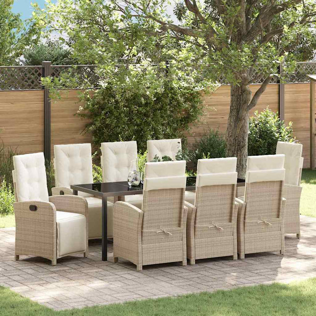 Have Spisebordssæt 9 stk. Beige polyrattan