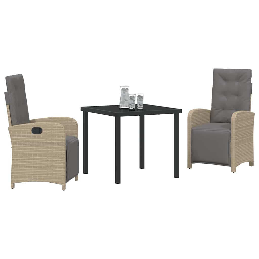 Have Spisebordssæt med pude 3 pcs Beige polyrattan