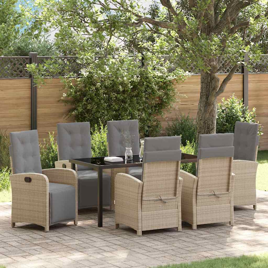 Have Spisebordssæt med pude 7 pcs Beige polyrattan