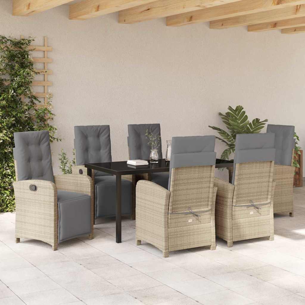 Have Spisebordssæt med pude 7 pcs Beige polyrattan