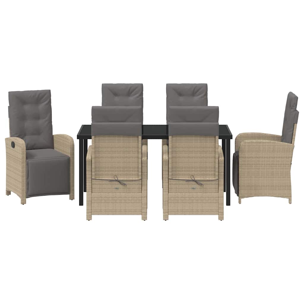 Have Spisebordssæt med pude 7 pcs Beige polyrattan