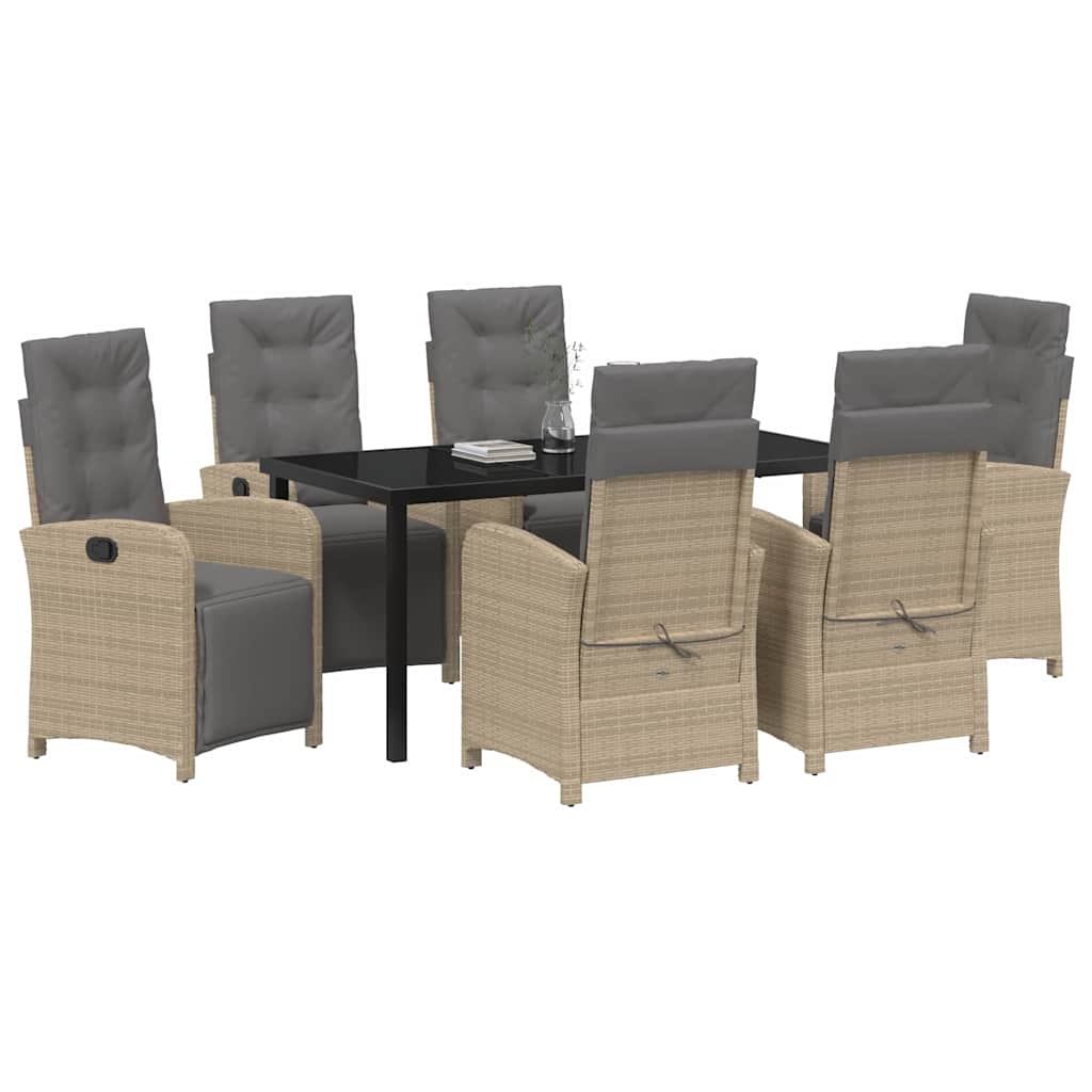 Have Spisebordssæt med pude 7 pcs Beige polyrattan