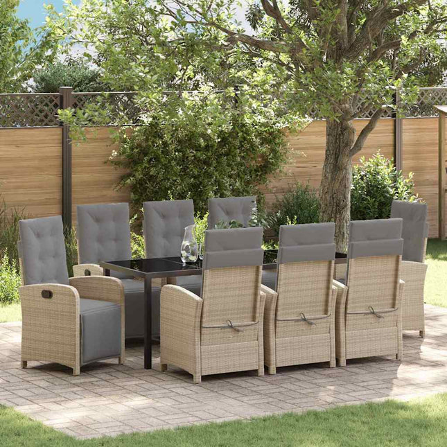 Have Spisebordssæt 9 stk. Beige polyrattan