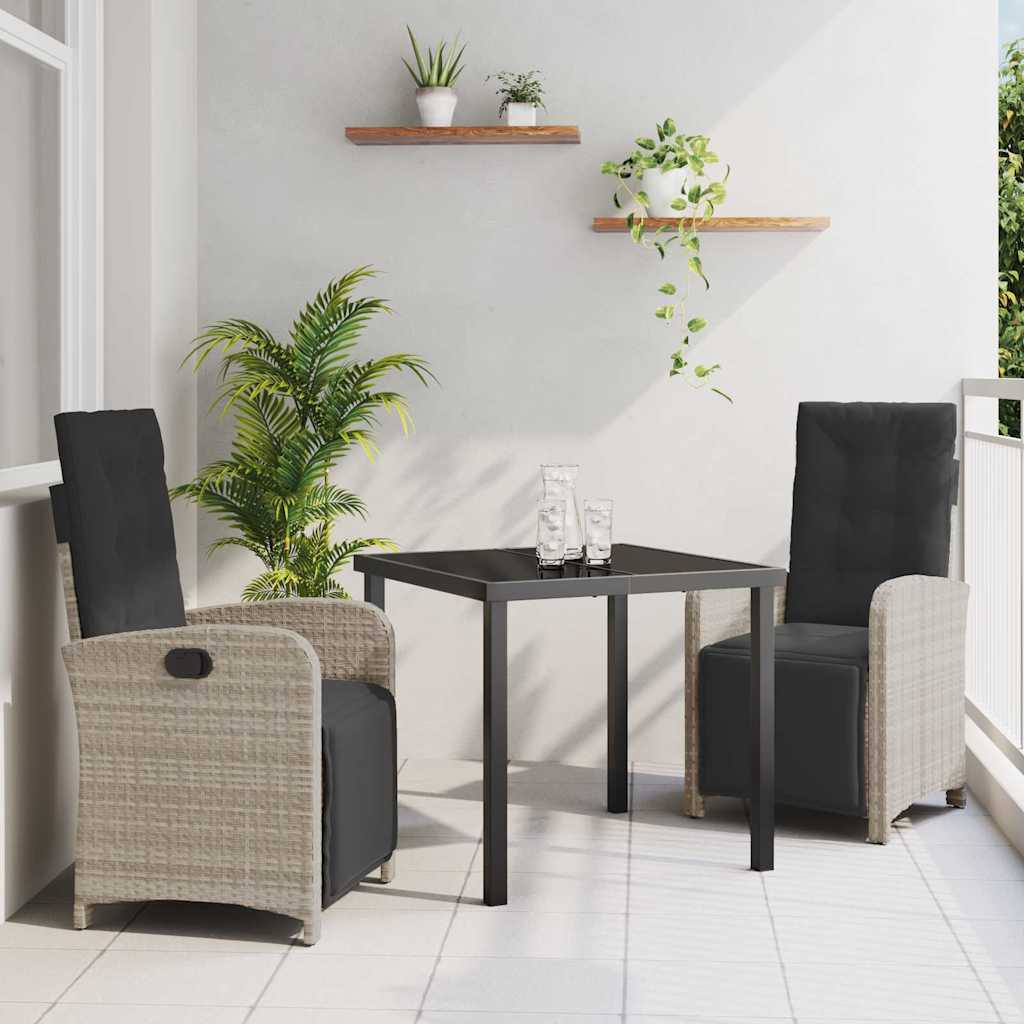 Have Spisebordssæt med pude 3 pcs Lysegrå polyrattan