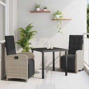 Have Spisebordssæt med pude 3 pcs Lysegrå polyrattan