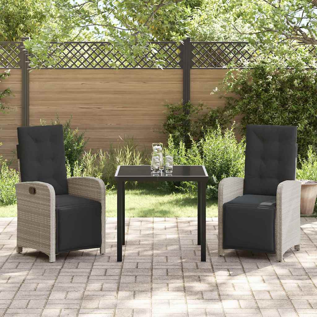 Have Spisebordssæt med pude 3 pcs Lysegrå polyrattan