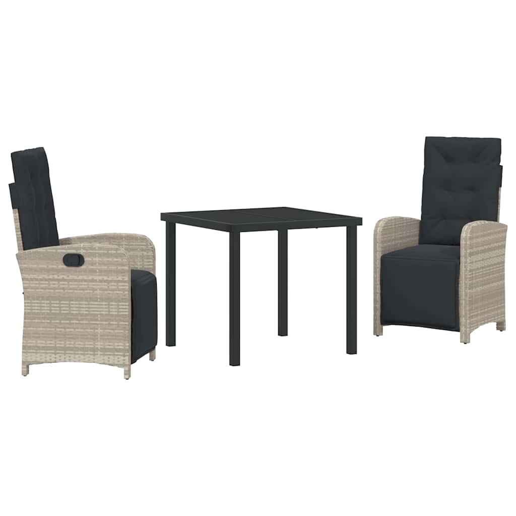 Have Spisebordssæt med pude 3 pcs Lysegrå polyrattan